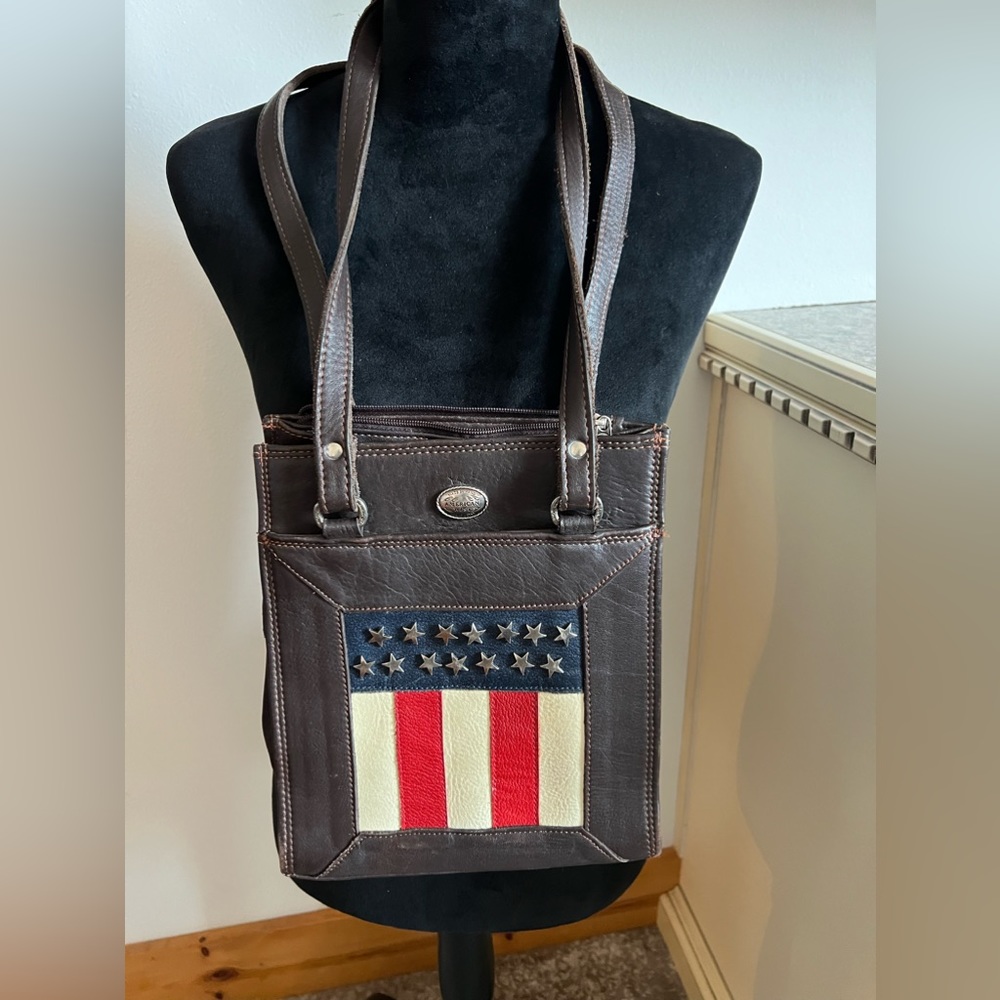 American West Purse - Brown leather with American Flag pattern 🇺🇸